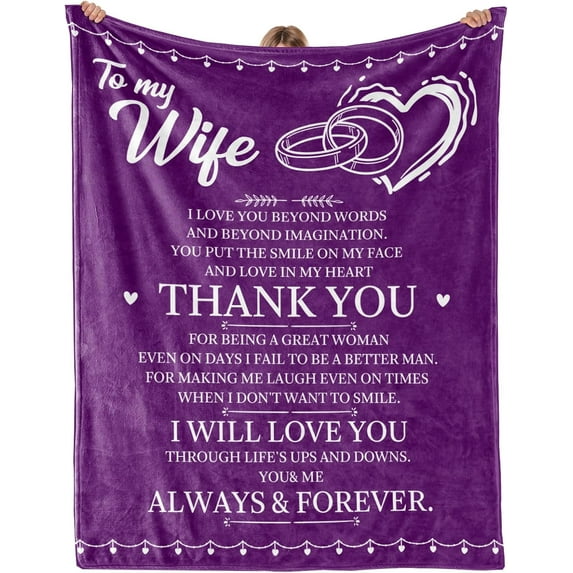 Christmas Anniversary Romantic Gifts for Wife Women 2024, Wife Ideas, Gifts for Wife Christmas Unique from Husband, Wife Gifts from Husband, The Perfect to My Wife Blanket 60" x 50"