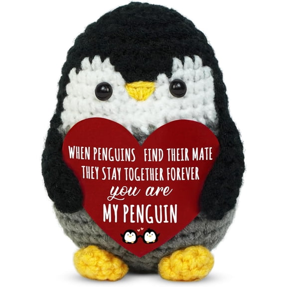 Christmas Anniversary Romantic Gifts for Women Men - Positive Penguin Crochet - Birthday Stocking Stuffers Gifts for Couple Boyfriend Girlfriend Husband Wife, I Love You Gift for Him Her