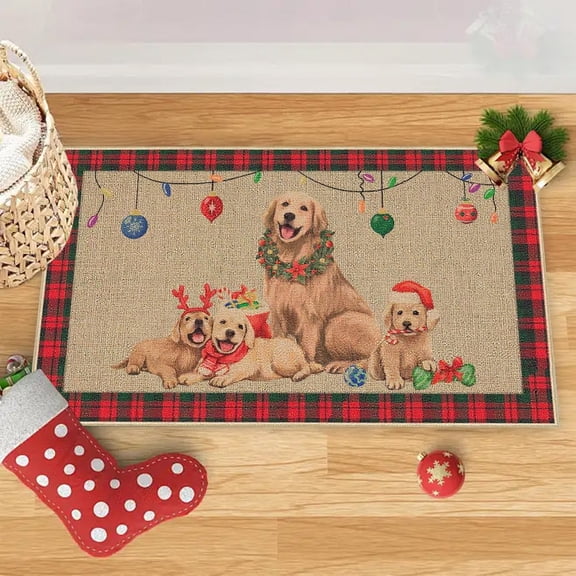 Christmas Anti-Slip Floor Mat - Thickened Water-Absorbent Bath Mat, Dirt-Proof Entrance/Doorway Mat, Festive Holiday Decor Mat, Easy to Clean, Non-Slip Bottom, Quick-Drying, Washable,A,23.62*15.75in