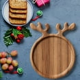thumbnail image 1 of Christmas Antler Wood Tray Solid Wood Serving Platter Fruit Cheese Board Holiday Dinner Party Decor Festive Home Gathering Gift(B), 1 of 7