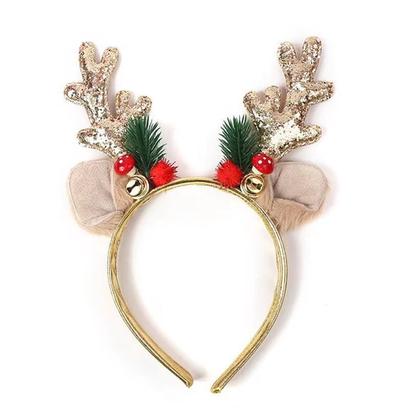 Christmas Antlers Headband Reindeer Ears Headbands,Christmas Adjustable Reindeer Antlers Headband Christmas Holiday Hair Accessories for Girls Womens Holiday Party Cosplay Family Photos -A
