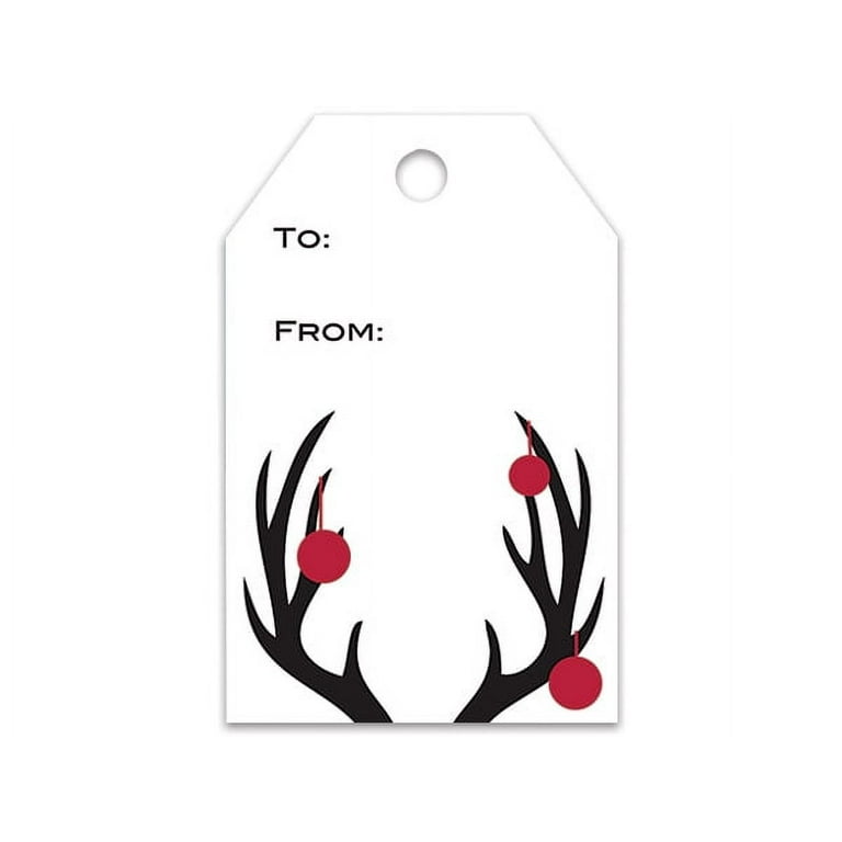 Christmas Antlers & Ornaments Gift Wrap / Gift Bag Tags -Bulk