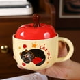 thumbnail image 1 of Christmas Apple Cartoon Ceramic Mug - Holiday Themed Hot Drink Cup with Lid & Spoon, Ideal for Cocoa/Coffee, Festive Party Gift,Red3, 1 of 8