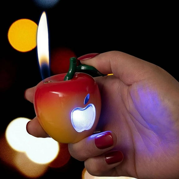 Christmas Apple Lighter, Inflatable Flash Lighter For Christmas Eve, LED Novelty Lighter For Holiday Gift, Rechargeable Windproof Lighter For Xmas Party, Fun Christmas Stocking Stuffer Gift Idea