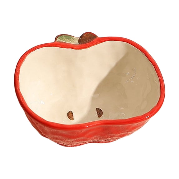 Christmas Apple‑Shaped Pet Bowls,Cute Ceramics Dog Bowls for Small Dogs,Home Pet Food & Water Feeding Accessory,4.3x4.9x2.1 inch