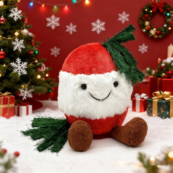 Christmas Apple Stuffed Animal, 6.3 Inch Cotton Apple Plush Toys with Green Leaves, Cute Fruit Figure Christmas Gifts for Holiday Decor Accent (Red)