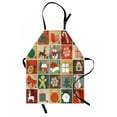 thumbnail image 1 of Christmas Apron, Checkered Noel Elements Gingerbread Man Reindeer Snowman and Santa Claus Pattern, Unisex Kitchen Bib with Adjustable Neck for Cooking Gardening, Adult Size, Multicolor, by Ambesonne, 1 of 4