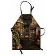 thumbnail image 1 of Christmas Apron Inner View of a Xmas House Mistletoe Yuletide Winter Season Celebration Image, Unisex Kitchen Bib Apron with Adjustable Neck for Cooking Baking Gardening, Taupe Brown, by Ambesonne, 1 of 3