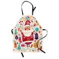 thumbnail image 1 of Christmas Apron Jolly Santa Theme Vintage Style New Year Tree Leaves Hearts in Autumn Colors, Unisex Kitchen Bib Apron with Adjustable Neck for Cooking Baking Gardening, Multicolor, by Ambesonne, 1 of 3
