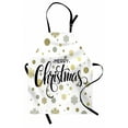 thumbnail image 1 of Christmas Apron Merry Christmas Stylized Lettering on Abstract Modern Snowflake Dot Pattern, Unisex Kitchen Bib Apron with Adjustable Neck for Cooking Baking Gardening, Gold Taupe Black, by Ambesonne, 1 of 3