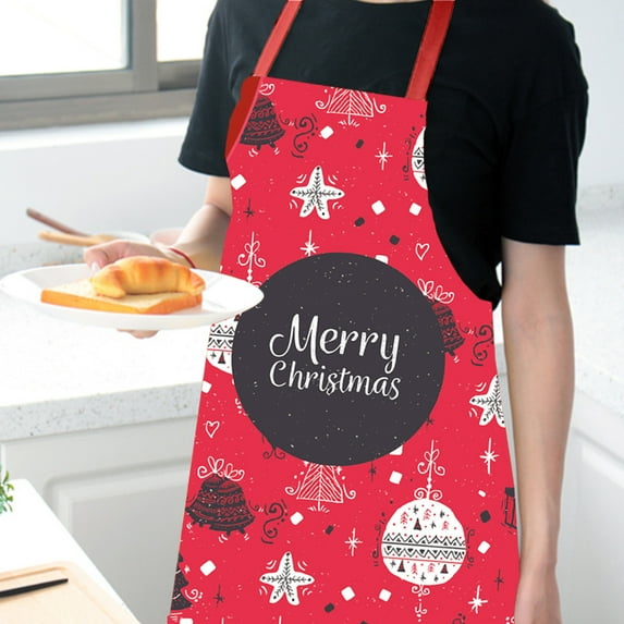 Christmas Apron, Santa Claus Apron, Festive Christmas Kitchen Apron for Cooking and Hosting, Polyester Fabric with Pocket Adjustable Straps Holiday Decoration