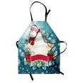 thumbnail image 1 of Christmas Apron Santa Claus Star Banner Snowflakes Ribbon and Candy Cane Tree Winter Season Theme, Unisex Kitchen Bib Apron with Adjustable Neck for Cooking Baking Gardening, Red White, by Ambesonne, 1 of 3