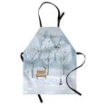 thumbnail image 1 of Christmas Apron Snow Falling in the Park on a Cold Winter Day Birds Lanterns Xmas Season Picture, Unisex Kitchen Bib Apron with Adjustable Neck for Cooking Baking Gardening, Blue White, by Ambesonne, 1 of 3