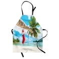 thumbnail image 1 of Christmas Apron Sock on the Palm Tree on Tropical Sandy Beach Island Maldives Festive Design, Unisex Kitchen Bib Apron with Adjustable Neck for Cooking Baking Gardening, Multicolor, by Ambesonne, 1 of 3