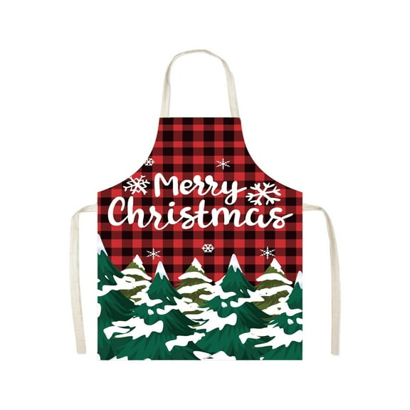 Christmas Apron, Workwear Apron, Parent Child Kitchen Apron for Cooking and Baking, Printed Linen Fabric, Adjustable Size, Suitable for Food Preparation, Party, Holiday Gift