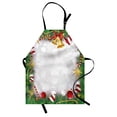 thumbnail image 1 of Christmas Apron Xmas Eve Carol Theme Frame Pine Spikes Candy Jingle Hand Bells and Ribbon Image, Unisex Kitchen Bib Apron with Adjustable Neck for Cooking Baking Gardening, Multicolor, by Ambesonne, 1 of 3