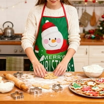 Christmas Aprons Christmas Kitchen Aprons with Adjustable Neck Christmas-themed printed apron Snowman Santa Claus Deer Funny Holiday Aprons for Women Men