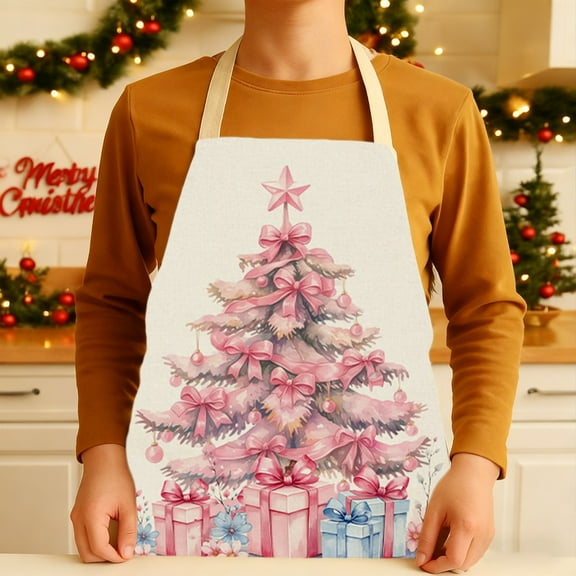 Christmas Aprons Decorations Fabric Printed Santa Claus Christmas Aprons Restaurant Bar Party Ambiance Decoration For Christmas