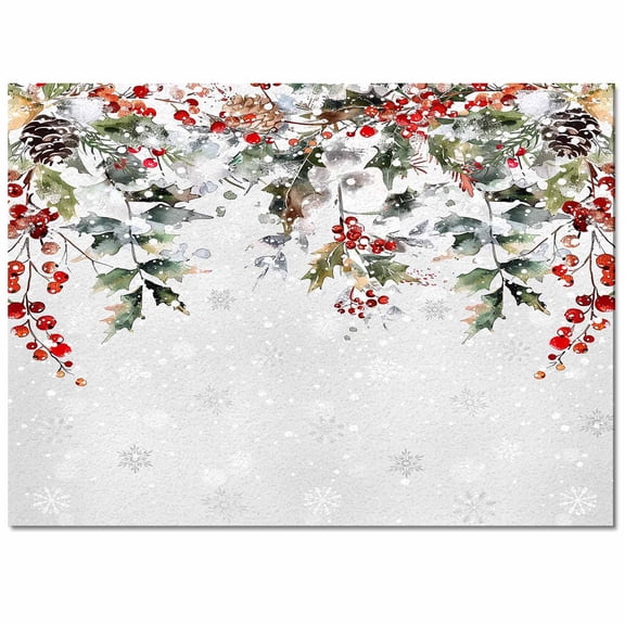 Christmas Area Rug 2x3ft Winter Pine Leaves Pine Cones Berries Snowflakes Non-Slip Washable Square Rugs Soft Felt Indoor Floor Mat for Bedroom Kitchen Living Room Bathroom
