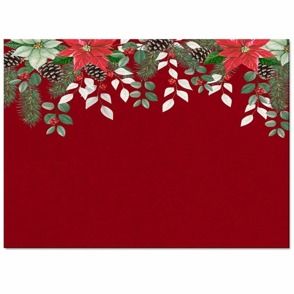 Christmas Area Rug 2x3ft Winter Poinsettia Pine Cones Pine Needles Red Non-Slip Washable Square Rugs Soft Felt Indoor Floor Mat for Bedroom Kitchen Living Room Bathroom