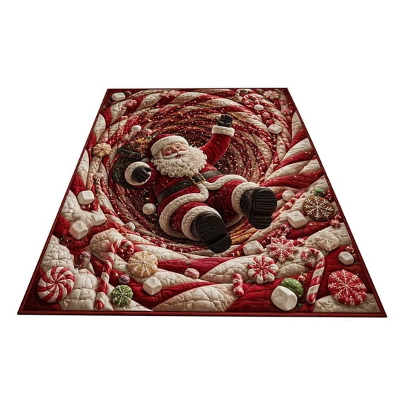 Christmas Area Rug 3D Visual Effect Printed Rectangular Floor Mat for Living Room Indoor Holiday Decoration