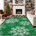 thumbnail image 1 of Memoryfield Christmas Area Rug 5' x 7' Washable with Non Slip TPR Backing, Low Pile Christmas Snowflakes Winter Rugs, Xmas Decoration Carpets for Nursery Bedroom Dining Room, Green, 1 of 9
