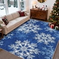 thumbnail image 1 of Memoryfield Christmas Area Rug 5' x 7' Washable with Non Slip TPR Backing, Low Pile Christmas Snowflakes Winter Rugs, Xmas Decoration Carpets for Nursery Bedroom Dining Room, Blue, 1 of 9