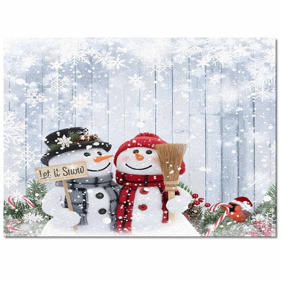 Christmas Area Rug 5x7ft Cute Winter Snowman Snowing Scenery Wood Grain Non-Slip Washable Square Rugs Soft Felt Indoor Floor Mat for Bedroom Kitchen Living Room Bathroom
