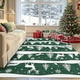 thumbnail image 1 of Christmas Area Rug, 6x9 Non-Slip Washable Hallway Runner Rug with Rubber Backing, Low Pile Faux Wool Carpet Runner Holiday Decor Xmas Rug for Bedroom, Kitchen, Laundry, Entrance, Green, 1 of 6
