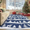 thumbnail image 1 of Christmas Area Rug, 6x9 Non-Slip Washable Hallway Runner Rug with Rubber Backing, Low Pile Faux Wool Carpet Runner Holiday Decor Xmas Rug for Bedroom, Kitchen, Laundry, Entrance, Blue, 1 of 6