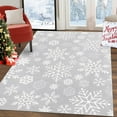 thumbnail image 1 of Christmas Area Rug 8x10 Living Room Rugs Large Bedroom Rugs Non Slip Washable Xmas Decoration Dining Room Throw Carpet Soft Low Pile Snowflakes Rug for Holiday Festival Boho Rug for Nursery, Grey, 1 of 8