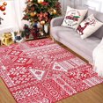 thumbnail image 1 of Christmas Area Rug 8x10 Rug Non-Slip Rubber Back Washable Low-Pile Indoor Accent Throw Rug Floor Cover, 3'x5', Red, 1 of 7
