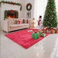 thumbnail image 1 of Christmas Area Rug for Living Room, Large Fluffy Rug for Bedroom & Fuzzy Furry Plush Soft Rugs, Small Shaggy Carpet for Boys and Girls Dorm Room Home Decor (47"X31", Rose Red), 1 of 6