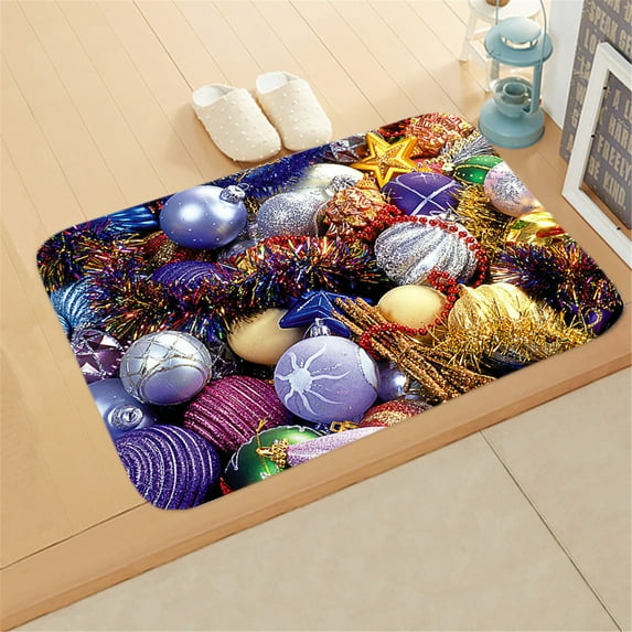 Christmas Area Rug Merry Christmas Poinsettia Indoor Rug for Xmas Holiday Decoration, Non-Slip Festive Christmas Carpet Red Flower Door Mat for Fireplace Kitchen Bedroom Living Room, 23.6" x 15.7"