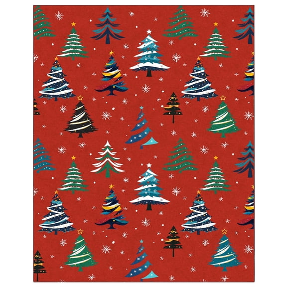 Christmas Area Rug Red Washable Rugs for Living Room Carpet Xmas Santa Claus Christmas Tree Holiday Decor Indoor Bedroom Decorative Non Slip Soft Low Pile Carpet Dining Room,Red,8*10ft