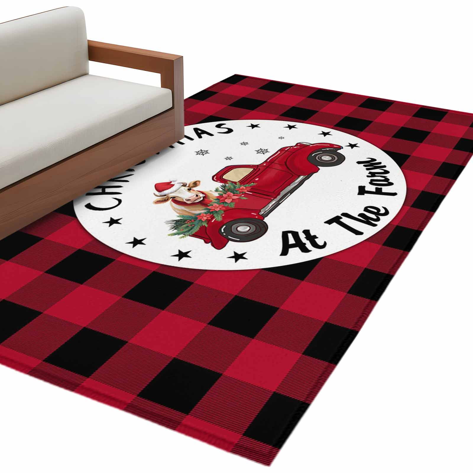 Christmas Area Rug Washable 3x5 Entryway Rug Non-Slip Indoor Low Pile ...