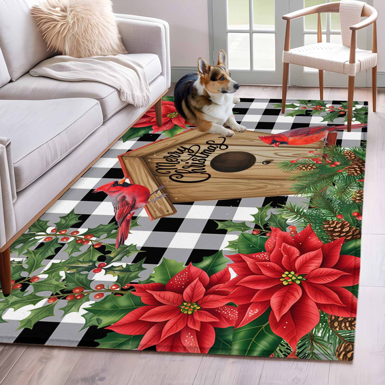 Christmas Area Rugs 4'x6', Washable Small Throw Rugs for Office ...