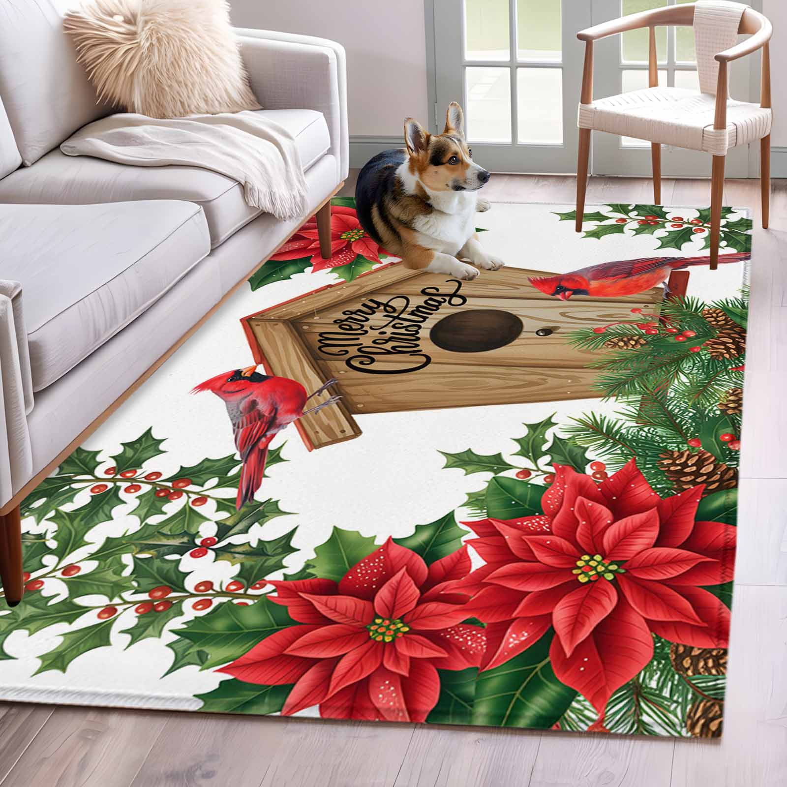 Christmas Area Rugs 4'x6', Washable Small Throw Rugs for Office ...