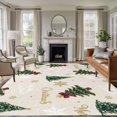 thumbnail image 1 of Christmas Area Rugs 5'x8', Washable Small Throw Rugs for Classroom Bedroom, Winter Pine Tree Gold White Xmas Snowflakes Indoor Outdoor Rug Non-Slip Low Pile Carpet Runner Reversible Floor Mats, 1 of 8
