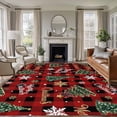thumbnail image 1 of Christmas Area Rugs 6'x9', Washable Small Throw Rugs for Kitchen Dining room, Pine Tree Gold White Snowflake Red Black Plaid Indoor Outdoor Rug Non-Slip Low Pile Carpet Runner Reversible Floor Mats, 1 of 8