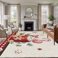 thumbnail image 1 of Christmas Area Rugs 8'x10', Washable Small Throw Rugs for Living Room Patio, Retro Winter Ice Cream Snowflakes Needles Plaid Indoor Outdoor Rug Non-Slip Low Pile Carpet Runner Reversible Floor Mats, 1 of 8