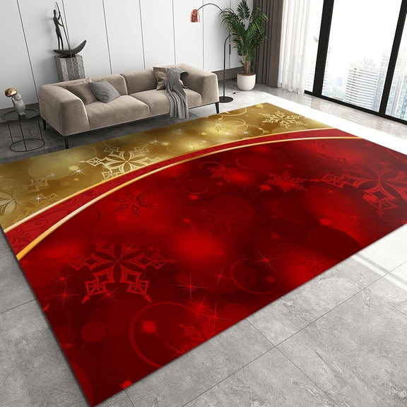 Christmas Area Rugs, Delicate Snowflake Pattern Outdoor Carpet, Modern Indoor Washable Non-Slip Breathable Durable Rug for Hallway Living Room Kitchen Office Home Decor 2ft x 3ft