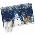 thumbnail image 1 of Christmas Area&nbsp;Rug 2x3ft Blue Snowman Elk Floral Eucalyptus Leaf Blue Non-Slip&nbsp;Washable Square&nbsp;Rugs Soft Felt Indoor Floor Mat for Bedroom Kitchen Living Room Bathroom, 1 of 9