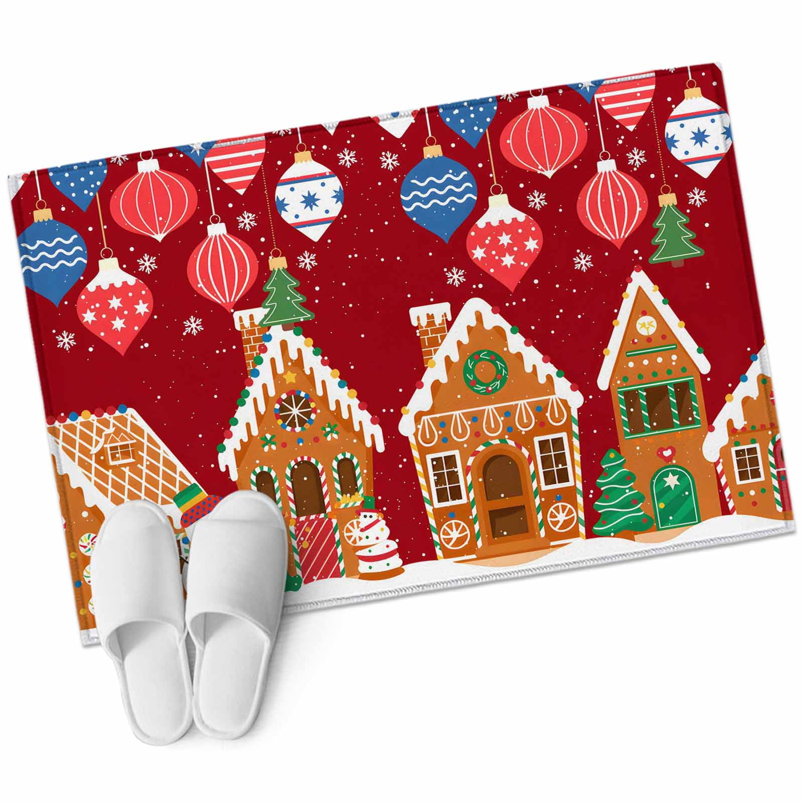 Christmas Area Rug 2x3ft Gingerbread House Candy Red Backdrop Non-Slip ...