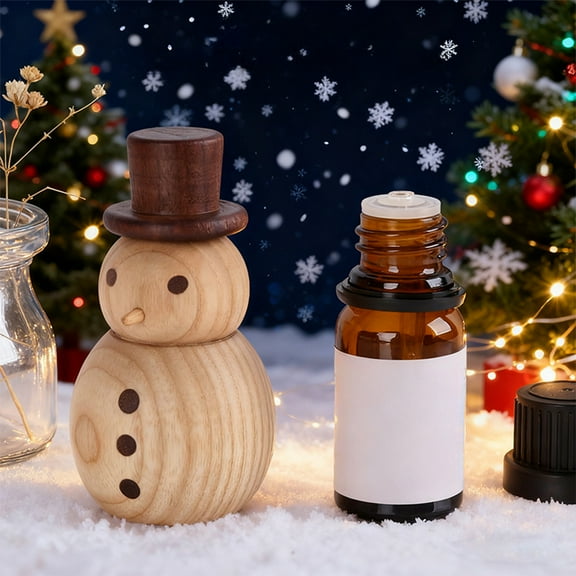 Christmas Aroma Diffuser, Wooden Snowman Flameless Essential Oil Diffuser for Home Bedroom Office, Holiday Scent Air Freshener Winter Decor Christmas Gift