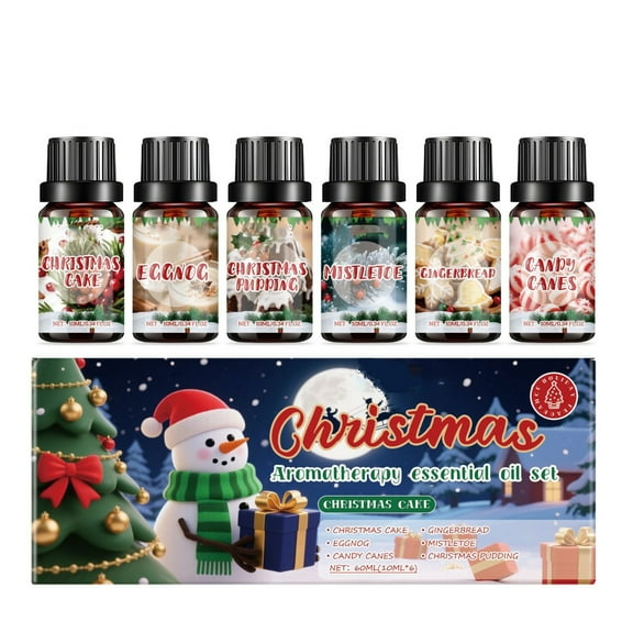 Christmas Aromatherapy Essential Oil Set, Essential Oils for Diffusers for Home, A Warm, Refreshing, Long-Lasting, Gentle Aromatherapy Oil Set for a Warm Home Atmosphere