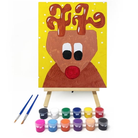 Vertall 3-pack Bundle Christmas Art & Kraft Paint Kits - Rudolph, Snowman, & Santa Designs