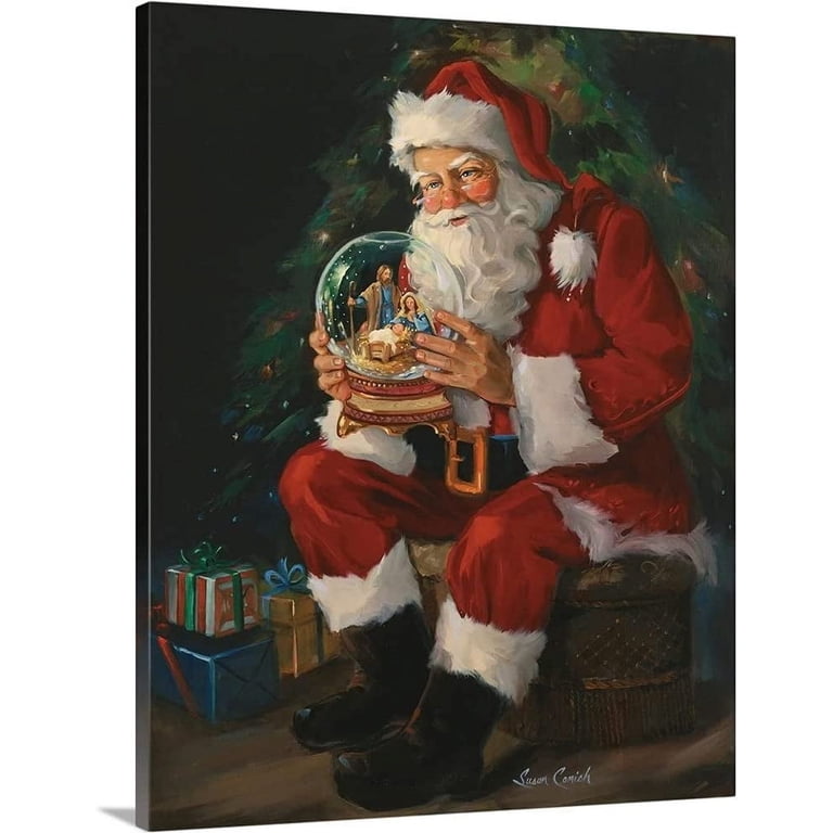 Vintage Christmas Framed Canvas Wall Art - 12x16 Inch Still Life Candle & Pinecone Painting, Holiday Decor 2 thumbnail image