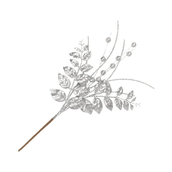 Christmas Artificial Berry Leaf Spray – 40cm Simulation Decorative Branches with Tender Leaves for Tree, Garland, Wreath, Centerpiece – Holiday Home & Party Decor (Silver, Red, Rose Gold)