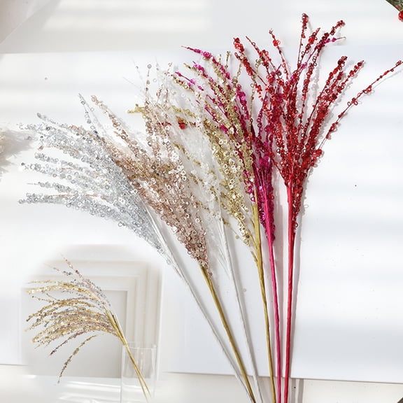 Christmas Artificial Branch Decorations Decorative Bead Sticks Xmas Picks Glittery Twigs Branches for Christmas Tree Wreath Gift Vase Decor Party Ornaments (Mix 6PC)